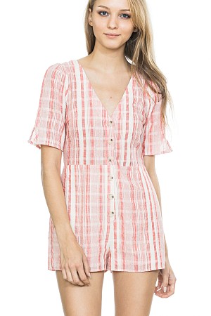 SHORT SLEEVE STRIPE ROMPER WIT ...